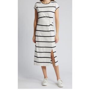 Caslon Twist Waist Organic Cotton Midi T-Shirt Dress, NWT, Large
